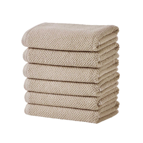 greatbayhome Bath Towels & Washcloths Hand Towel (Pack of 6) / Taupe Cotton Textured Bath Towel Set - Acacia Collection Cotton Textured Bath Towel Set | Acacia Collection by Great Bay Home