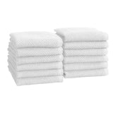 greatbayhome Bath Towels & Washcloths Washcloth (Pack of 12) / Optic White Cotton Textured Bath Towel Set - Acacia Collection Cotton Textured Bath Towel Set | Acacia Collection by Great Bay Home