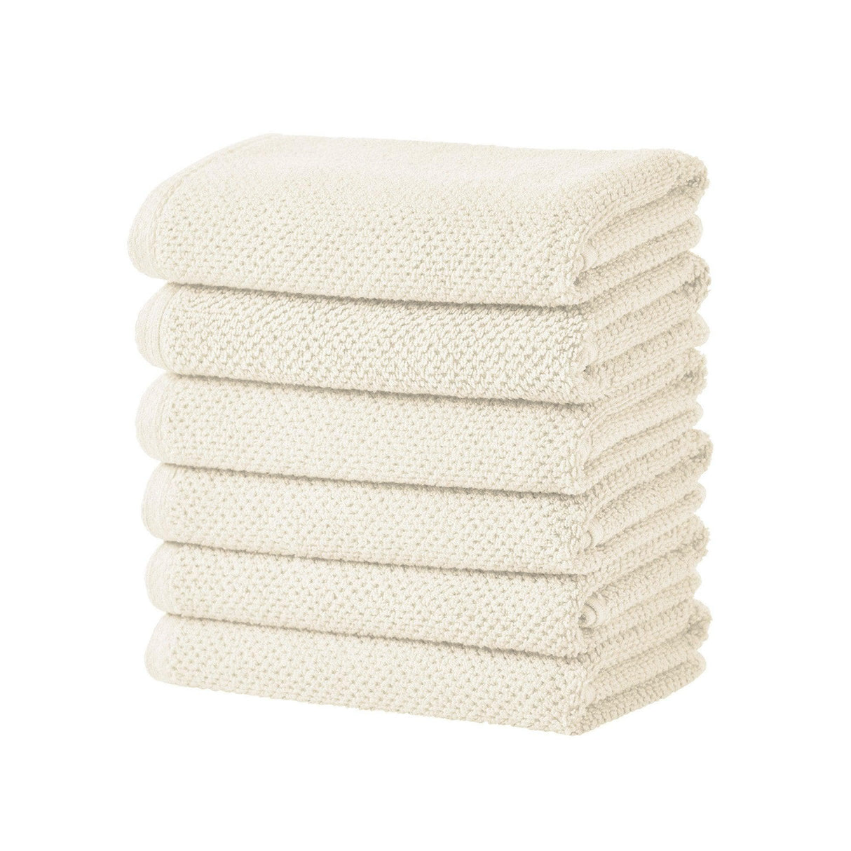 greatbayhome Bath Towels & Washcloths Hand Towel (Pack of 6) / Ivory Cotton Textured Bath Towel Set - Acacia Collection Cotton Textured Bath Towel Set | Acacia Collection by Great Bay Home