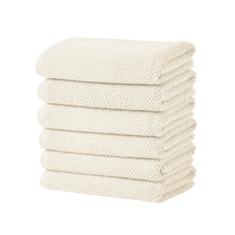 greatbayhome Bath Towels & Washcloths Hand Towel (Pack of 6) / Ivory Cotton Textured Bath Towel Set - Acacia Collection Cotton Textured Bath Towel Set | Acacia Collection by Great Bay Home