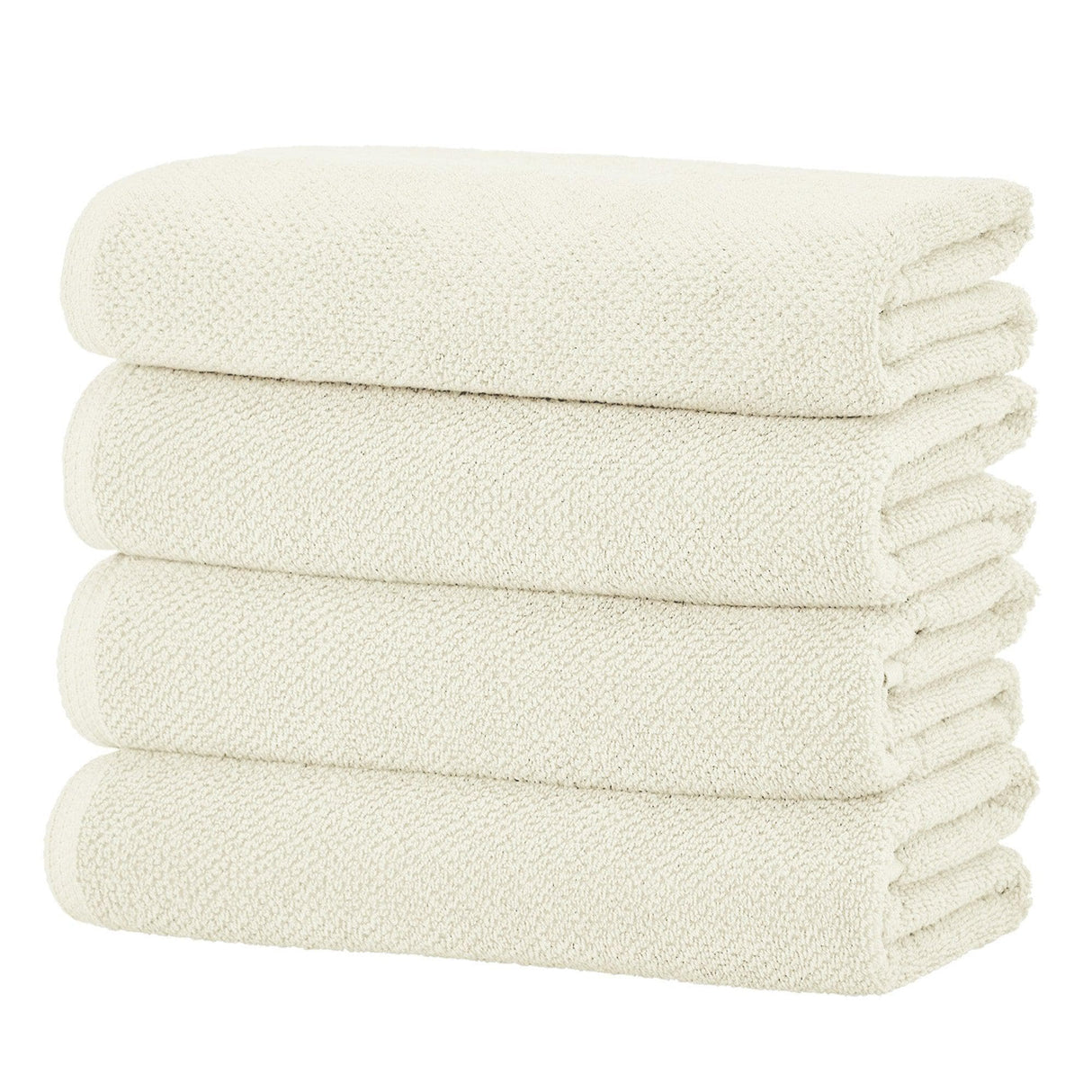greatbayhome Bath Towels & Washcloths Bath Towel (Pack of 4) / Ivory Cotton Textured Bath Towel Set - Acacia Collection Cotton Textured Bath Towel Set | Acacia Collection by Great Bay Home