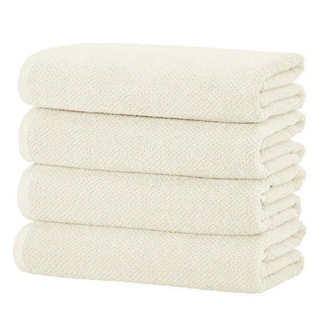 greatbayhome Bath Towels & Washcloths Bath Towel (Pack of 4) / Ivory Cotton Textured Bath Towel Set - Acacia Collection Cotton Textured Bath Towel Set | Acacia Collection by Great Bay Home