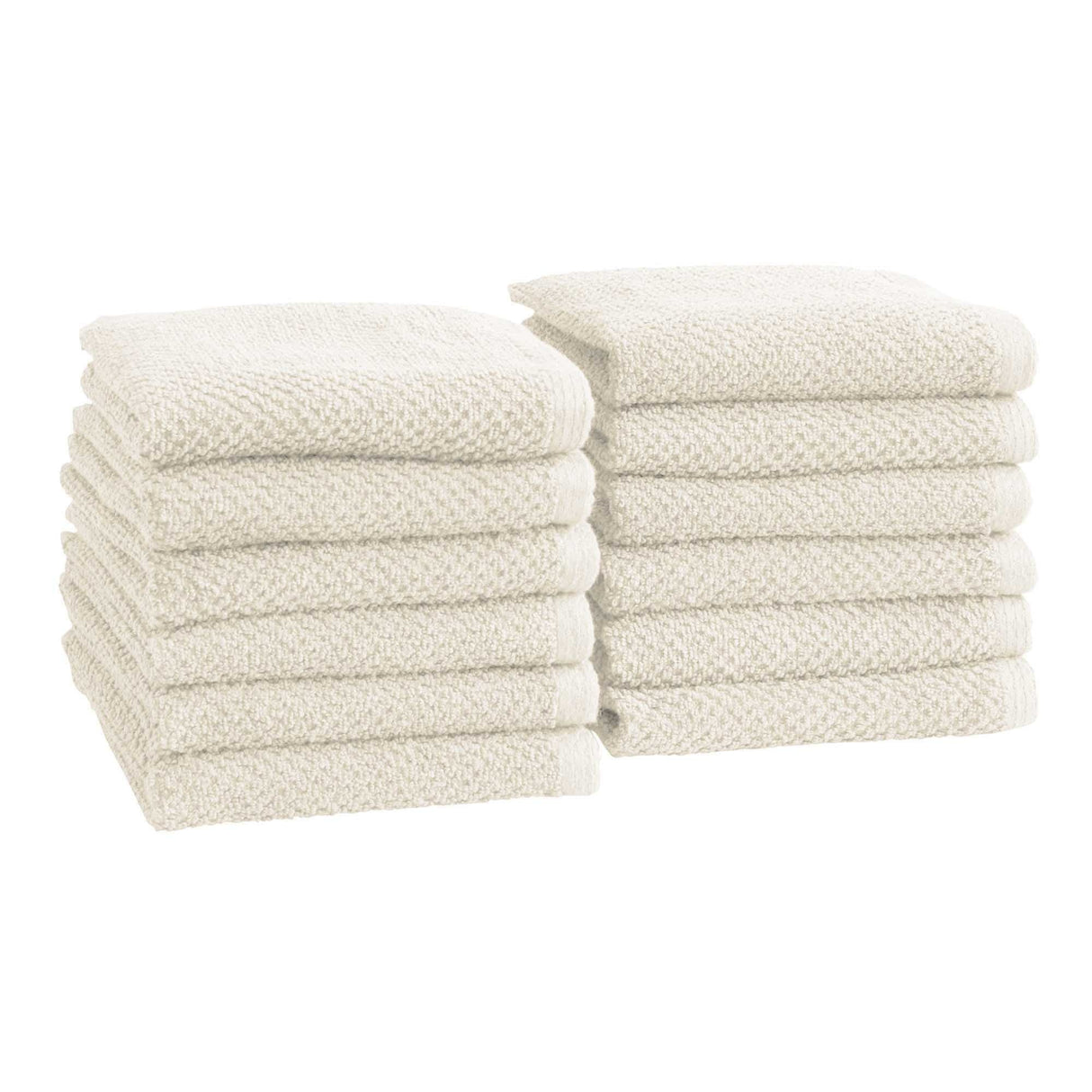 greatbayhome Bath Towels & Washcloths Washcloth (Pack of 12) / Ivory Cotton Textured Bath Towel Set - Acacia Collection Cotton Textured Bath Towel Set | Acacia Collection by Great Bay Home