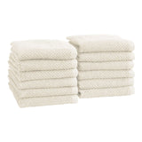 greatbayhome Bath Towels & Washcloths Washcloth (Pack of 12) / Ivory Cotton Textured Bath Towel Set - Acacia Collection Cotton Textured Bath Towel Set | Acacia Collection by Great Bay Home