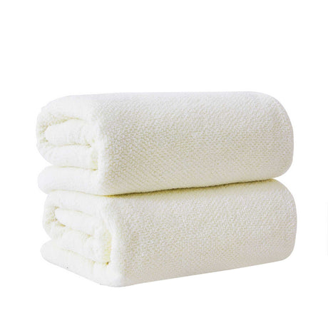 greatbayhome Bath Towels & Washcloths Bath Sheet (Pack of 2) / Ivory Cotton Textured Bath Towel Set - Acacia Collection Cotton Textured Bath Towel Set | Acacia Collection by Great Bay Home