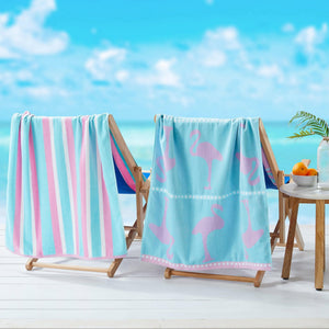 2 Pack 100% Cotton Jacquard Beach Towels - Playa Collection