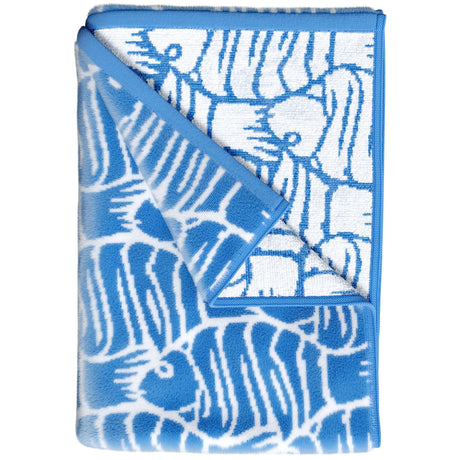 greatbayhome Beach Towels Single Oversized - 36" x 68" / Blue / White Fish Oversized Retro Printed Beach Towel - St. Barts Collection Oversized Retro Printed Beach Towel | St. Barts Collection by Great Bay Home