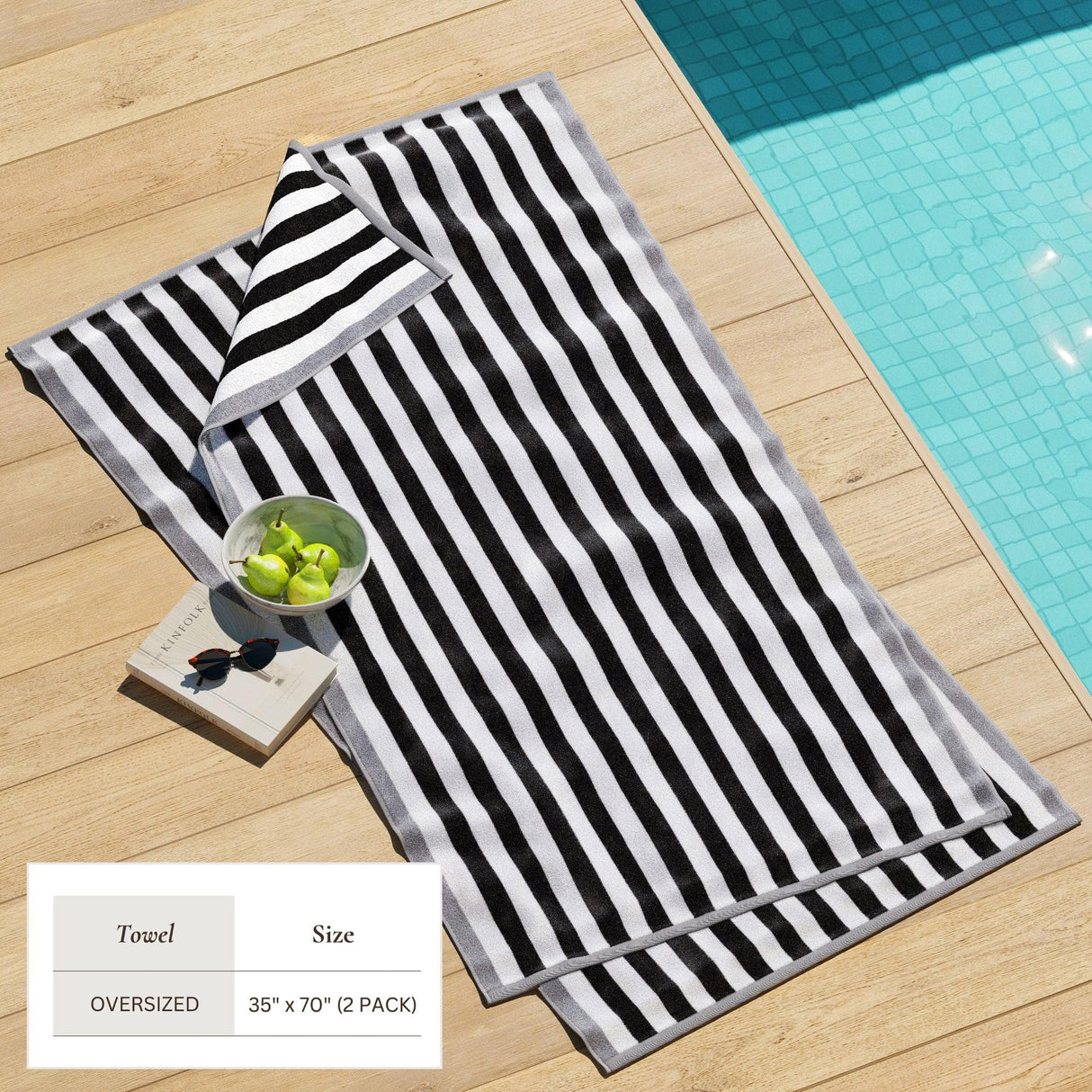 Oversized Striped Border Cabana Beach Towel - Santa Cruz