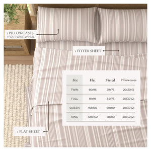 4-Piece Striped Microfiber Sheet Set - Elouise Collection