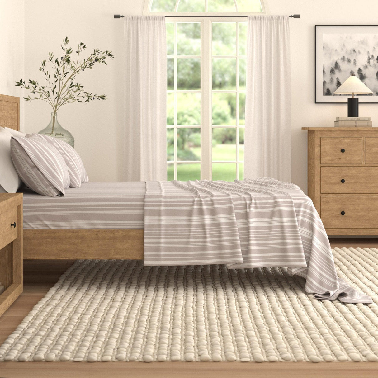 4-Piece Striped Microfiber Sheet Set - Elouise Collection