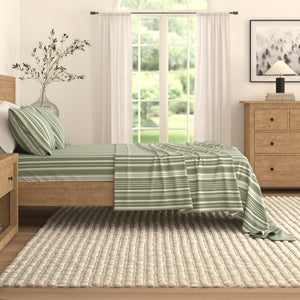 4-Piece Striped Microfiber Sheet Set - Elouise Collection