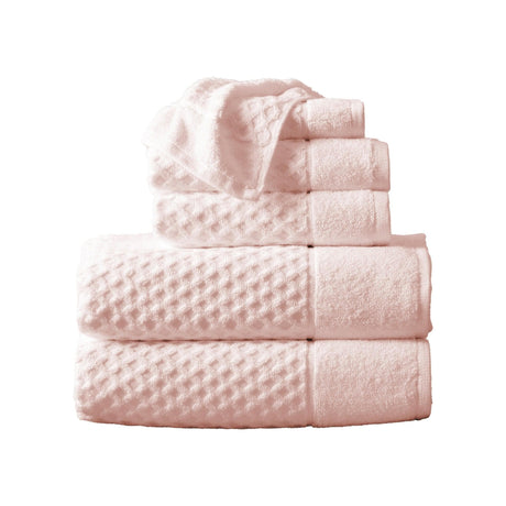 greatbayhome 6 Piece Set / Pink Cotton Diamond Waffle Weave Bath Towel Set - Grayson Collection Cotton Diamond Waffle Weave Bath Towel Set | Grayson Collection by Great Bay Home