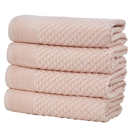 greatbayhome Bath Towel (Pack of 4) / Pink Cotton Diamond Waffle Weave Bath Towel Set - Grayson Collection Cotton Diamond Waffle Weave Bath Towel Set | Grayson Collection by Great Bay Home