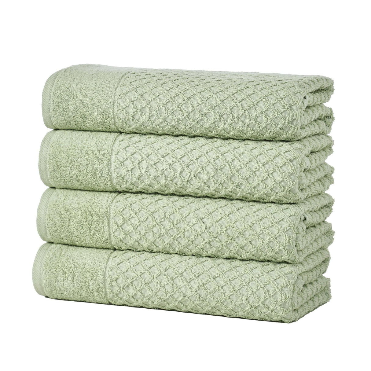 greatbayhome Bath Towel (Pack of 4) / Pale Green Cotton Diamond Waffle Weave Bath Towel Set - Grayson Collection Cotton Diamond Waffle Weave Bath Towel Set | Grayson Collection by Great Bay Home