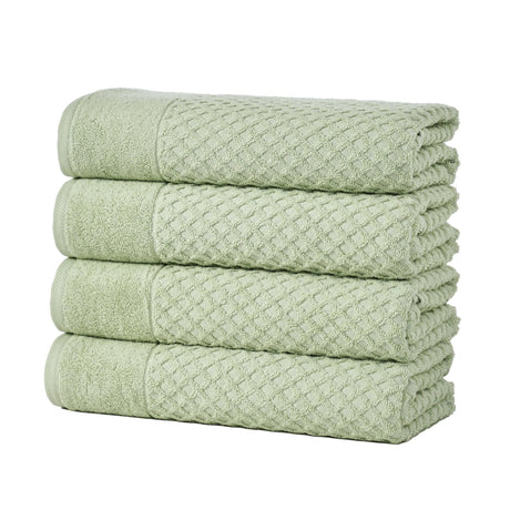 greatbayhome Bath Towel (Pack of 4) / Pale Green Cotton Diamond Waffle Weave Bath Towel Set - Grayson Collection Cotton Diamond Waffle Weave Bath Towel Set | Grayson Collection by Great Bay Home