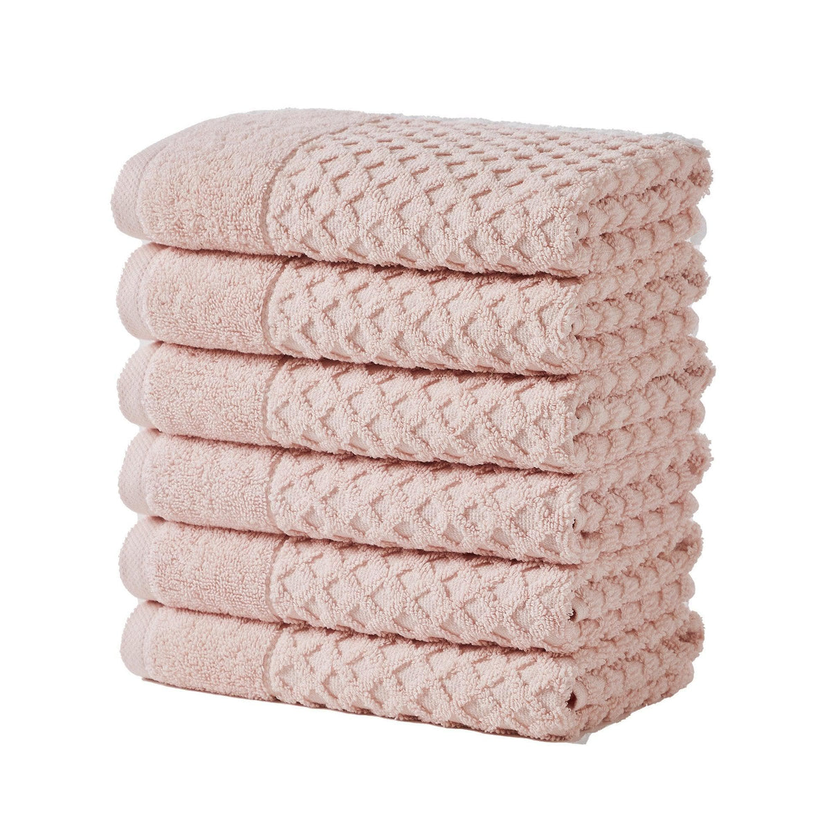 greatbayhome Hand Towel (Pack of 6) / Pink Cotton Diamond Waffle Weave Bath Towel Set - Grayson Collection Cotton Diamond Waffle Weave Bath Towel Set | Grayson Collection by Great Bay Home