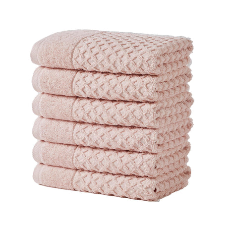 greatbayhome Hand Towel (Pack of 6) / Pink Cotton Diamond Waffle Weave Bath Towel Set - Grayson Collection Cotton Diamond Waffle Weave Bath Towel Set | Grayson Collection by Great Bay Home
