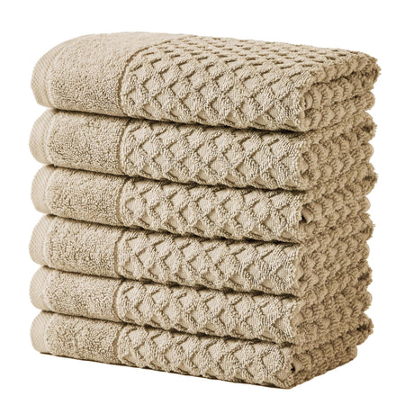 greatbayhome Hand Towel (Pack of 6) / Sand Cotton Diamond Waffle Weave Bath Towel Set - Grayson Collection Cotton Diamond Waffle Weave Bath Towel Set | Grayson Collection by Great Bay Home