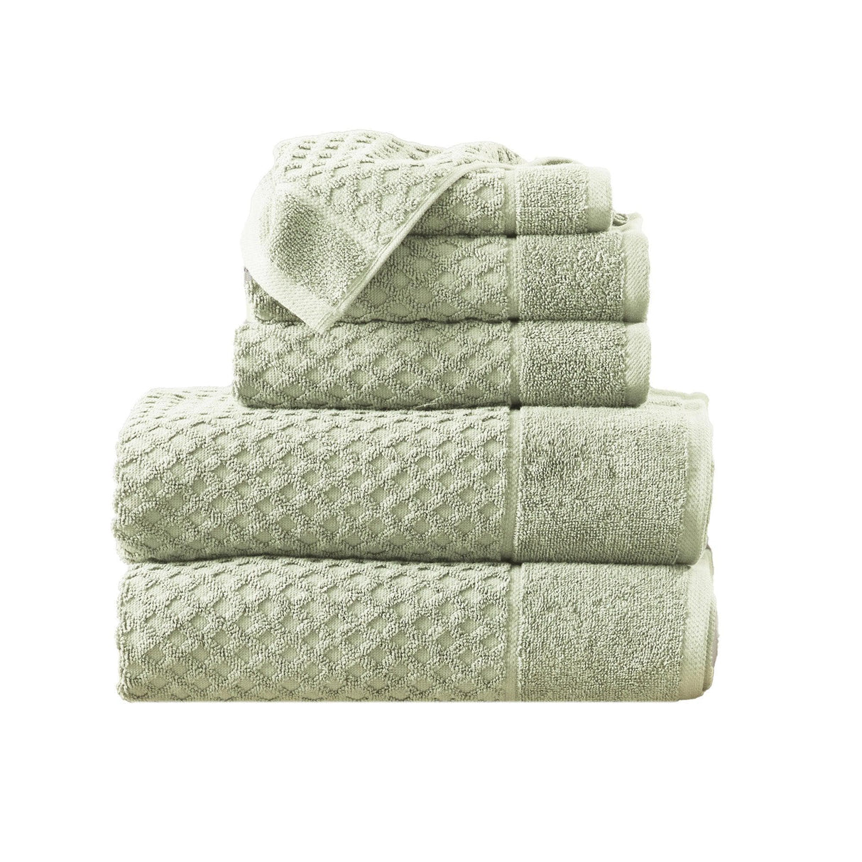 greatbayhome 6 Piece Set / Pale Green Cotton Diamond Waffle Weave Bath Towel Set - Grayson Collection Cotton Diamond Waffle Weave Bath Towel Set | Grayson Collection by Great Bay Home