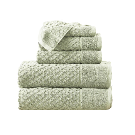 greatbayhome 6 Piece Set / Pale Green Cotton Diamond Waffle Weave Bath Towel Set - Grayson Collection Cotton Diamond Waffle Weave Bath Towel Set | Grayson Collection by Great Bay Home