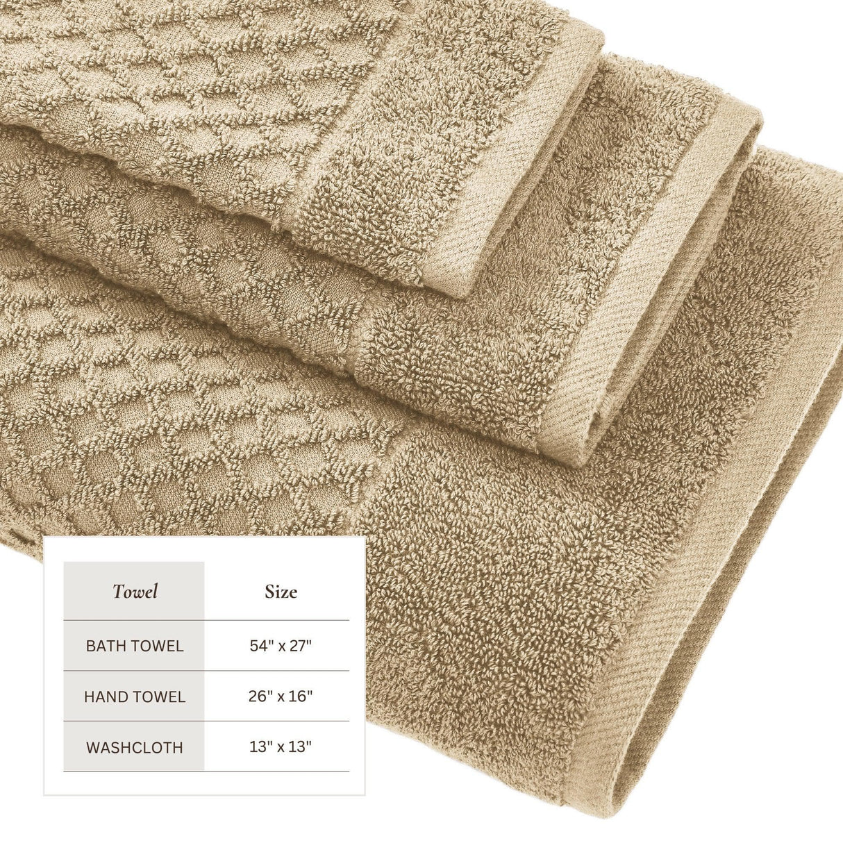 greatbayhome Cotton Diamond Waffle Weave Bath Towel Set - Grayson Collection Cotton Diamond Waffle Weave Bath Towel Set | Grayson Collection by Great Bay Home
