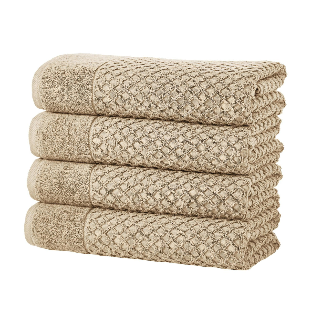 greatbayhome Bath Towel (Pack of 4) / Sand Cotton Diamond Waffle Weave Bath Towel Set - Grayson Collection Cotton Diamond Waffle Weave Bath Towel Set | Grayson Collection by Great Bay Home