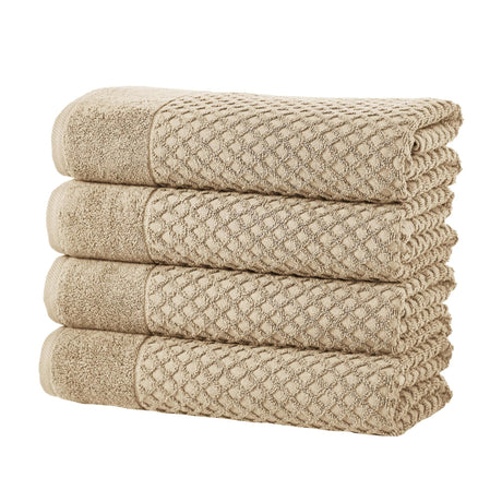 greatbayhome Bath Towel (Pack of 4) / Sand Cotton Diamond Waffle Weave Bath Towel Set - Grayson Collection Cotton Diamond Waffle Weave Bath Towel Set | Grayson Collection by Great Bay Home