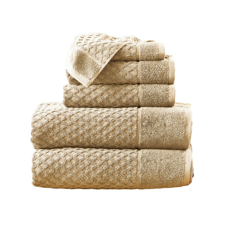 greatbayhome 6 Piece Set / Sand Cotton Diamond Waffle Weave Bath Towel Set - Grayson Collection Cotton Diamond Waffle Weave Bath Towel Set | Grayson Collection by Great Bay Home