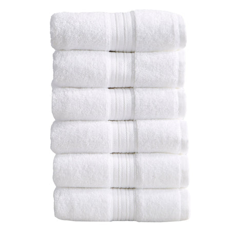 greatbayhome Hand Towel (Pack of 6) / White Cotton Terry Bath Towel Set - Cooper Collection Cotton Terry Quick Dry Bath Towels | Cooper Collection by Great Bay Home