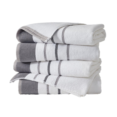 greatbayhome Bath Towel (Pack of 4) / Dark Grey / Light Grey Decorative Cotton Stripe Bath Towel Set - Noelle Collection Decorative Cotton Stripe Bath Towel Set | Noelle Collection by Great Bay Home
