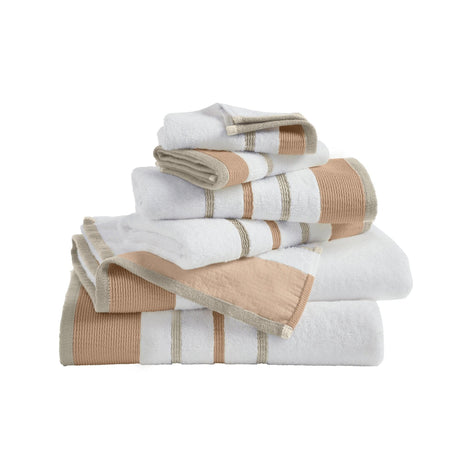greatbayhome 6 Piece Set / Clay / Taupe Decorative Cotton Stripe Bath Towel Set - Noelle Collection Decorative Cotton Stripe Bath Towel Set | Noelle Collection by Great Bay Home