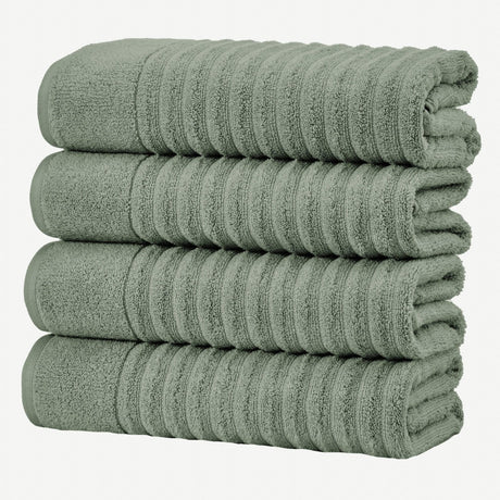 greatbayhome Bath Towel (Pack of 4) / Eucalyptus Luxury Cotton Towels - Karina Collection Luxury 100% Cotton Ribbed Bath Towels | Karina Collection by Great Bay Home