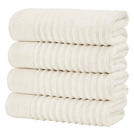 greatbayhome Bath Towel (Pack of 4) / Dune Luxury Cotton Towels - Karina Collection Luxury 100% Cotton Ribbed Bath Towels | Karina Collection by Great Bay Home
