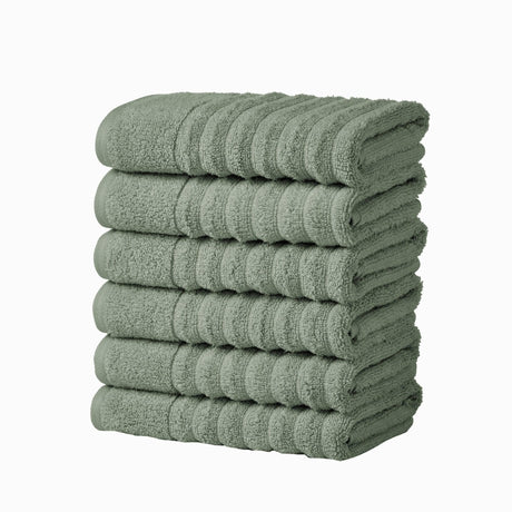 greatbayhome Hand Towel (Pack of 6) / Eucalyptus Luxury Cotton Towels - Karina Collection Luxury 100% Cotton Ribbed Bath Towels | Karina Collection by Great Bay Home