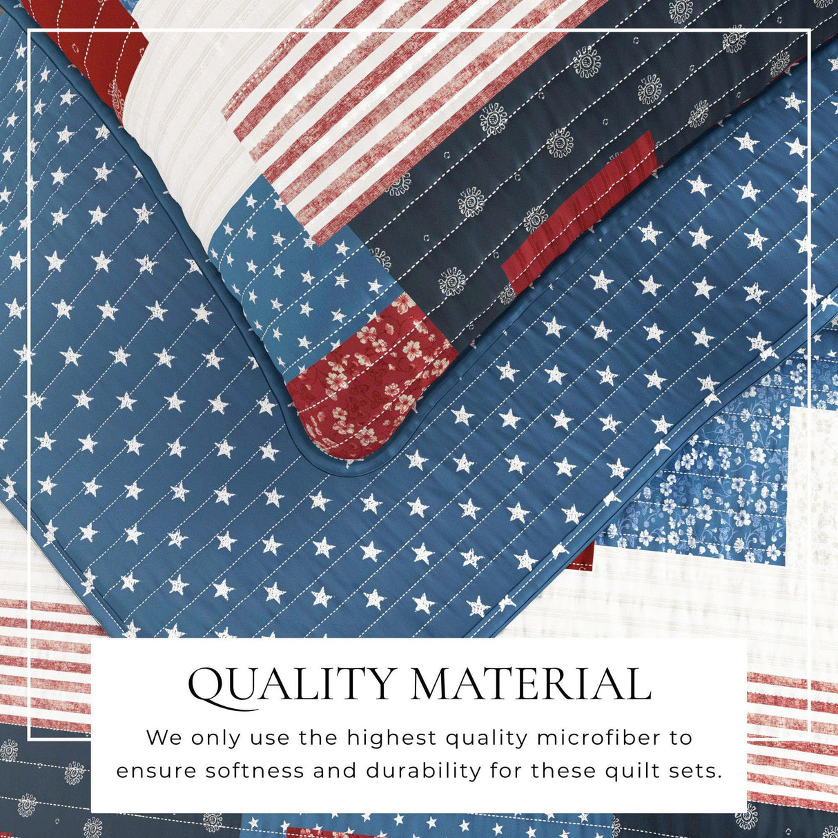 greatbayhome Quilts & Comforters Americana Patchwork Quilt Set - Lowel Collection Americana Patchwork Quilt Set | Lowel Collection by Great Bay Home