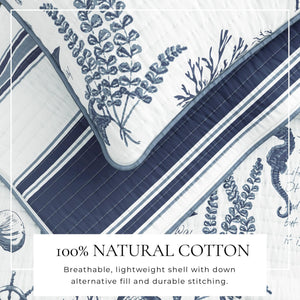 Coastal Printed Cotton Quilt Set - Calypso Collection