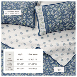 Floral Boho Printed Cotton Quilt Set - Indira Collection
