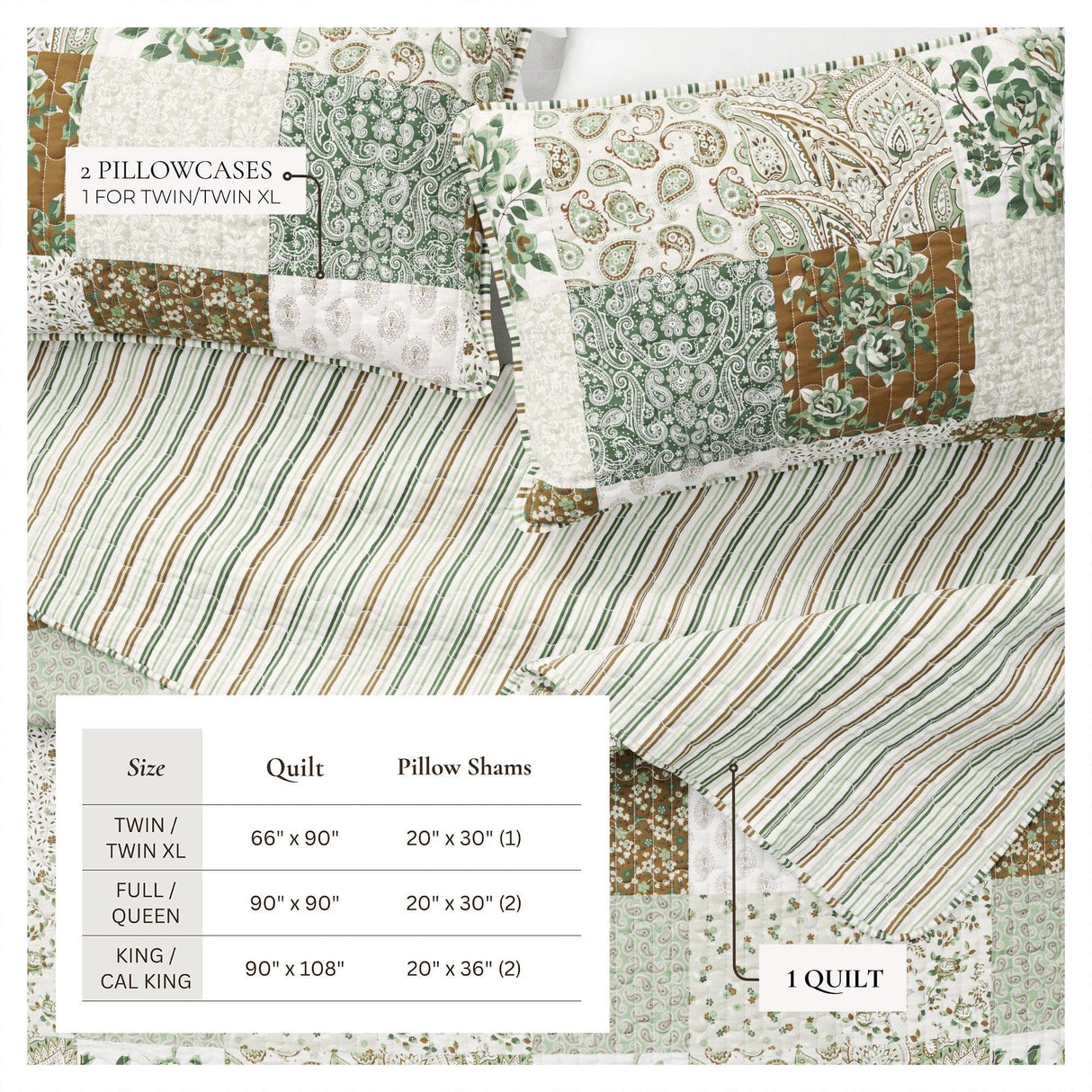 greatbayhome Quilts & Comforters Floral Patchwork Quilt Set - Damia Collection Floral Patchwork Quilt Set | Damia Collection by Great Bay Home