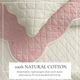 greatbayhome Quilts & Comforters Floral Print & Scallopeded Edge Cotton Quilt Set - Sandie Collection Spring Petals Scalloped Cotton Quilt Set | Sandie Collection by Great Bay Home