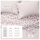 greatbayhome Quilts & Comforters Floral Print & Scallopeded Edge Cotton Quilt Set - Sandie Collection Spring Petals Scalloped Cotton Quilt Set | Sandie Collection by Great Bay Home