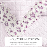 greatbayhome Quilts & Comforters Floral Print & Scallopeded Edge Cotton Quilt Set - Sandie Collection Spring Petals Scalloped Cotton Quilt Set | Sandie Collection by Great Bay Home