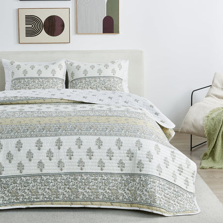 Floral-Striped-Microfiber-Quilt-Set-Hermine-Collection-Quilts-&-Comforters