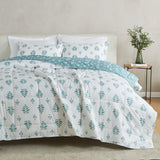 greatbayhome Quilts & Comforters King / California King / White Sage Floral Print / Sage White Floral Print Reversible Comforter Set - Odette Collection Reversible Comforter Set | Odette Collection by Great Bay Home