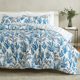 greatbayhome Quilts & Comforters King / California King / Navy Sea Coral Print  / Navy Stripe Print Reversible Comforter Set - Odette Collection Reversible Comforter Set | Odette Collection by Great Bay Home