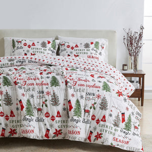 Reversible Christmas Comforter and Sham Set - Holiday / Lodge Odette Collection