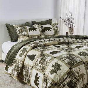 Reversible Christmas Comforter and Sham Set - Holiday / Lodge Odette Collection