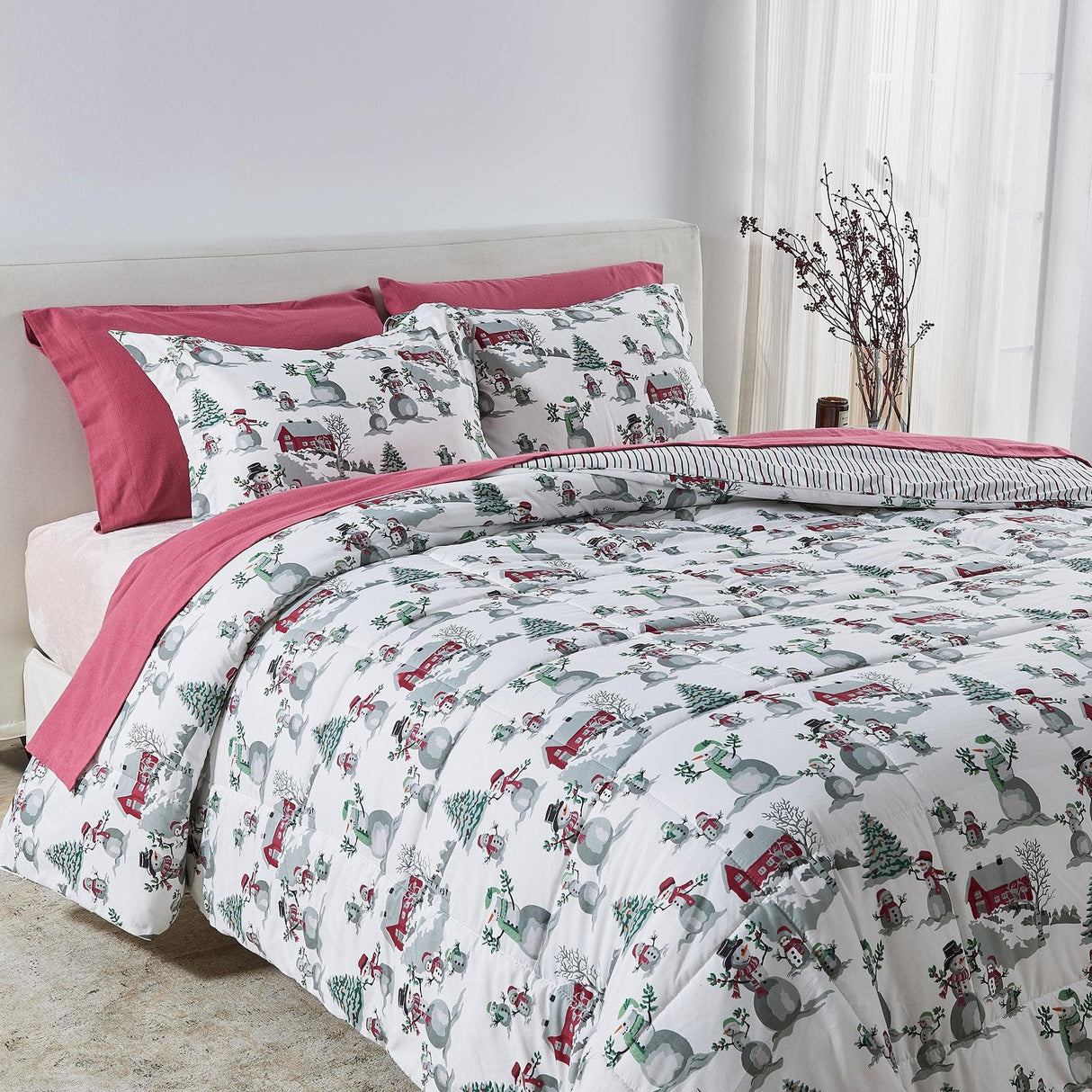 Reversible Christmas Comforter and Sham Set - Holiday / Lodge Odette Collection