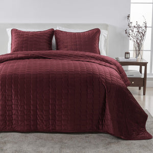 Velvet Box-Stitched Quilt Set - Vivica Collection