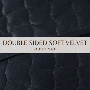 Velvet Box-Stitched Quilt Set - Vivica Collection