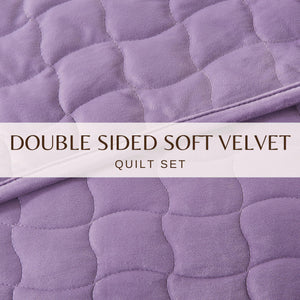 Velvet Box-Stitched Quilt Set - Vivica Collection